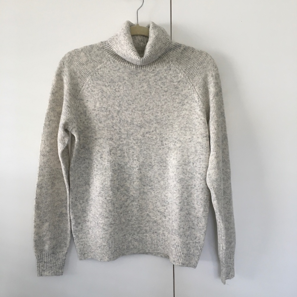 LOFT Stitchy Turtleneck Sweater, Gray,  size M